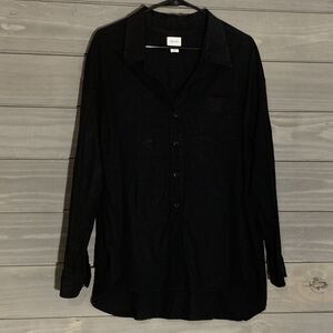 Wilfred Free Black Linen Blend Button Up Shirt Womens Small Business Work